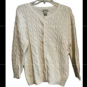 DUCK HEAD Heavy Cable Knit Cream Cardigan Sweater
